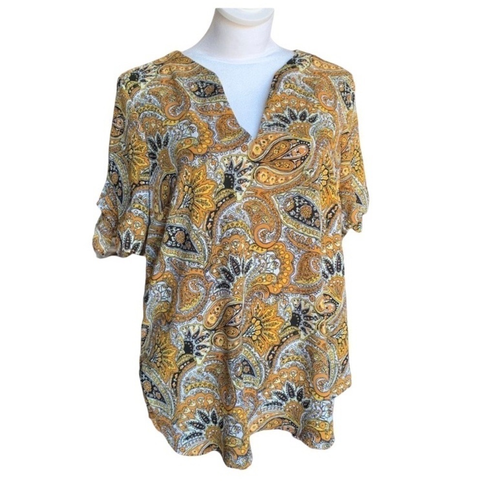 Michael Kors women's small burnt orange paisley blouse